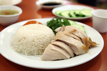 A plate of chicken rice generative AI