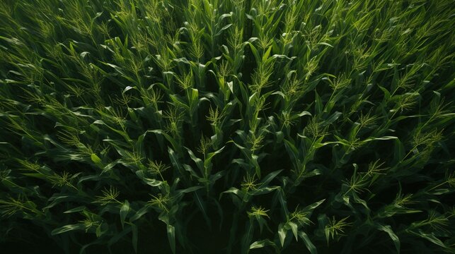 Corn shoots grow well in large areas of field.