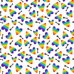Rainbow lgbt arrows seamless love pride hearts pattern for wrapping paper and textiles and party accessories