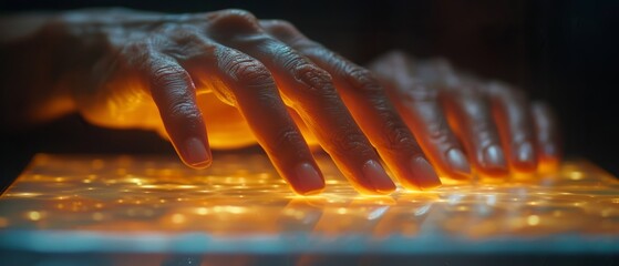 The hand presses the screen on the digital tablet - obrazy, fototapety, plakaty