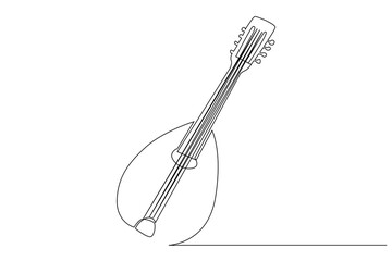 oud ethnic traditional musical instrument object one line art design vector