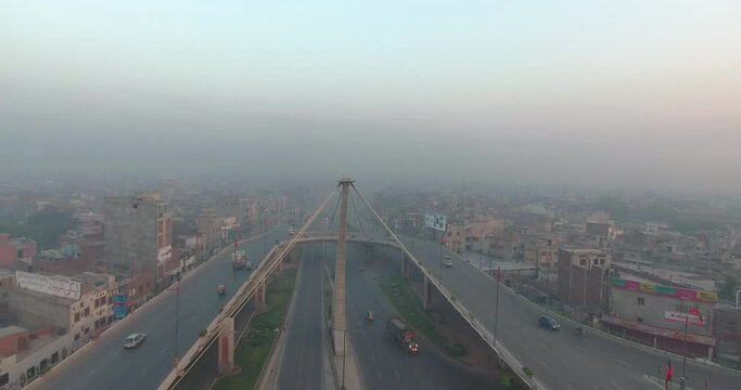 Aerial View of Azadi Flyover, Greater Iqbal Park, Lahore, Punjab, Pakistan