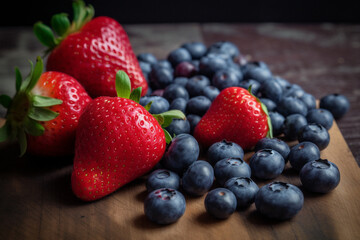 Strawberries and blueberries generative AI