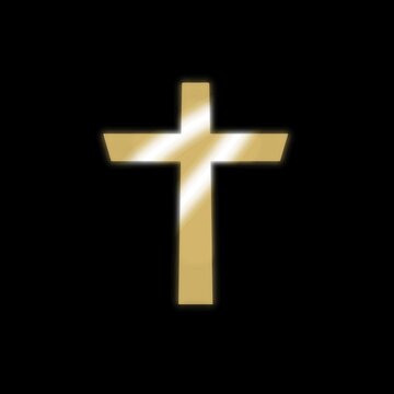 Golden Christian cross christ , religion simple symbol black. Pray god.