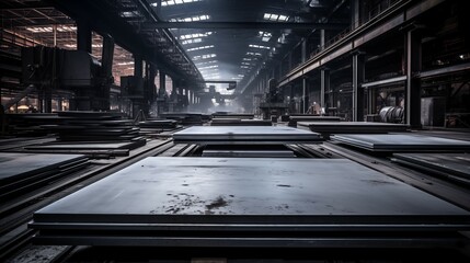 Naklejka premium Steel Plate Production in a Contemporary Manufacturing Facility