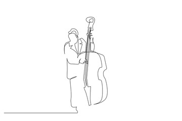 cello artist man standing playing musical instrument one line art design vector © Ali