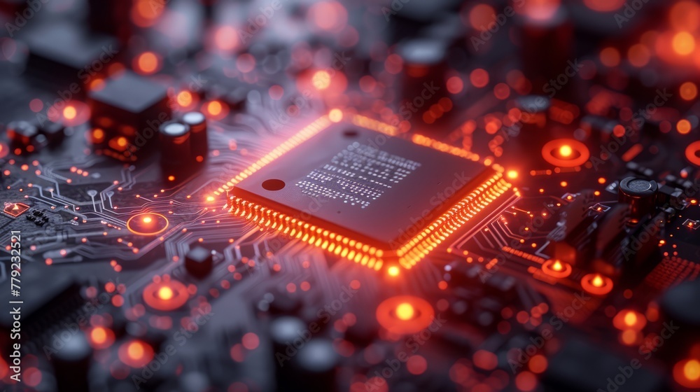 Aufkleber circuit board cpu processor microchip digitizing neural networking and cloud computing. data is move