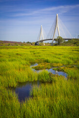 International bridge of Guadiana river. Bridge between Portugal and Spain in the Algarve region...