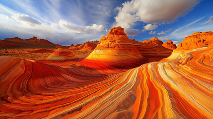 abstract panoramic sandstone rocks, lines, waves and colors in Arizona USA