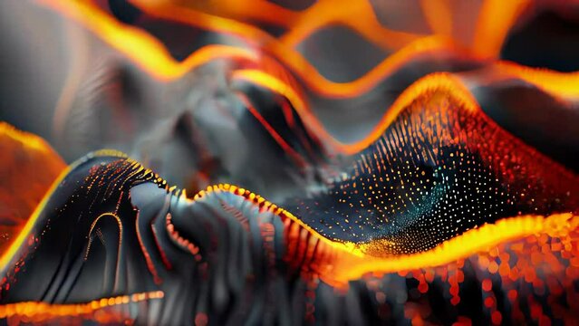 Abstract wavy surface with particles. Futuristic background.