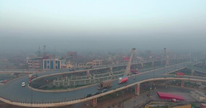 Aerial View of Azadi Flyover, Greater Iqbal Park, Lahore, Punjab, Pakistan