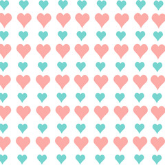 Pattern with pink and blue hearts isolated on a white background. Can be used for pajama print, background, etc.
