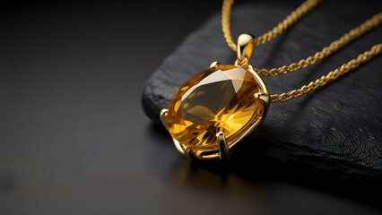  Citrine Necklace on Dark Surface