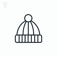 Winter hat line icon. Beanie. Isolated vector illustration