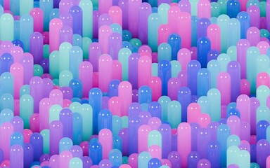 Abstract background with colorful candy looking shapes 3D Render