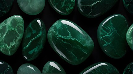 Jade Stones Display Black Background