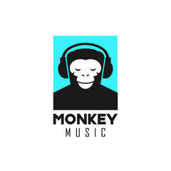 Monkey Music Logo Icon Design Symbol Template Flat Style Vector