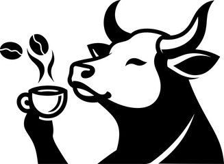 Cow Drinking Coffee