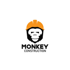Monkey Wearing Hardhat Logo Icon Design Symbol Template Flat Style Vector