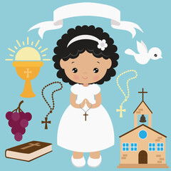 First communion vector cartoon illustration