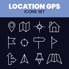 Location Navigation Icon Sets Vector Illustration GPS Map Icon sets Vector Mark location pin GPS map Icons Vector