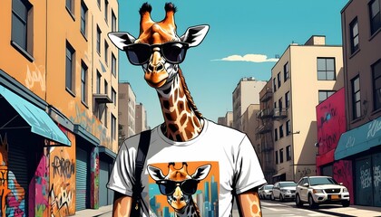 T-Shirt-Design-Hipster-Giraffe-Wearing-Sunglasse- 3