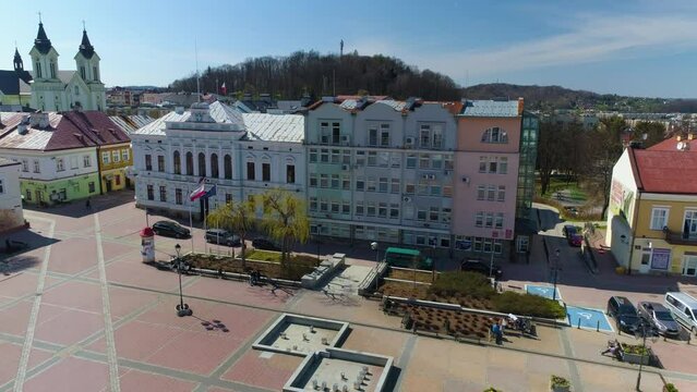 Centrum Market Sanok Rynek Ratusz Aerial View Poland