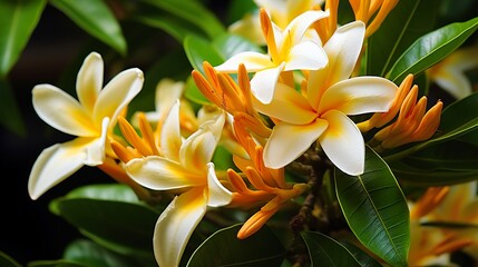 Fototapeta na wymiar yellow frangipani flower high definition(hd) photographic creative image