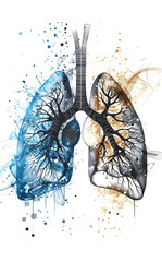 This health day poster features two healthy blue and somber grey lungs on a white background, ideal for medical awareness campaigns and educational materials.