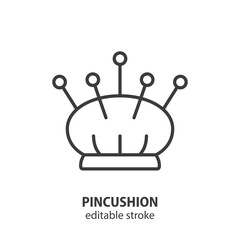Pincushion line icon. Tailor equipment outline symbol. Editable stroke. Vector illustration. - 779242335