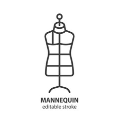 Sewing mannequin line icon. Tailoring equipment symbol. Editable stroke. Vector illustration. - 779242336