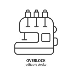 Overlock line icon. Sewing symbol. Editable stroke. Vector illustration.