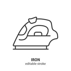 Iron line icon. Ironing symbol. Editable stroke. Vector illustration.