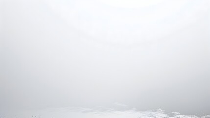 Minimalist Style Man with Walking Stick on Snowy Hill in Foggy Morning - obrazy, fototapety, plakaty