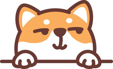 Funny shiba inu dog looking sideways cartoon, vector illustration