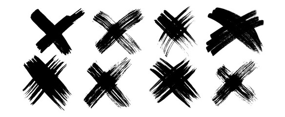 Obraz premium Set of black brush cross symbols