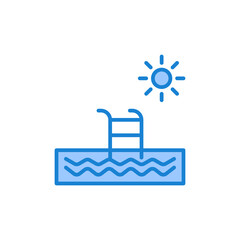 Swimming pool icon, concept sign, vacation vector illustration in flat style. Isolated white background