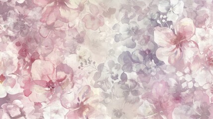 A watercolor blend of delicate floral silhouettes in pastel shades, creating an ethereal and soft visual texture perfect for serene backgrounds.