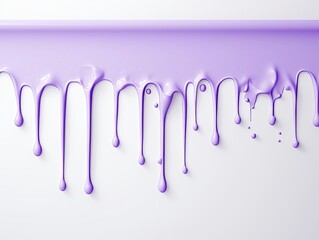 Lavender paint dripping on the white wall water spill vector background with blank copy space for photo or text