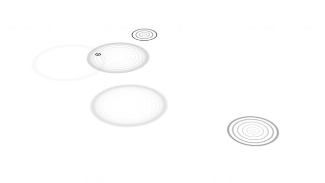 3D animated water ripples, rain simulation, motion graphic circles, design elements, three dimension