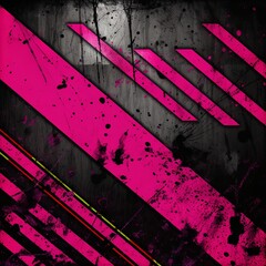Magenta black grunge diagonal stripes industrial background warning frame, vector grunge texture warn caution, construction, safety background with copy space for photo or text design