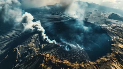 Foto auf Alu-Dibond Dramatic volcanic eruption, view of volcano eruption from above © Loucine
