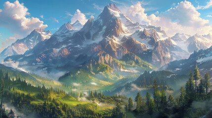 Panoramic mountain views , Beautiful mountain nature