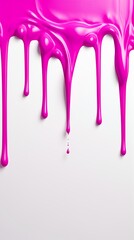Obraz na płótnie Canvas Magenta paint dripping on the white wall water spill vector background with blank copy space for photo or text