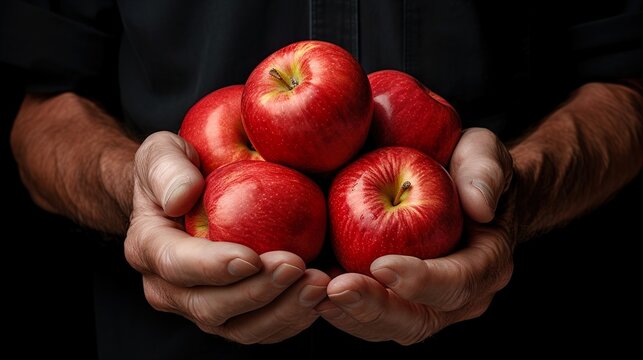 apple in hand  high definition(hd) photographic creative image