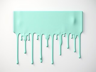 Mint Green paint dripping on the white wall water spill vector background with blank copy space for photo or text