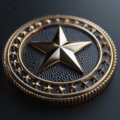 Golden Badge with Star Icon