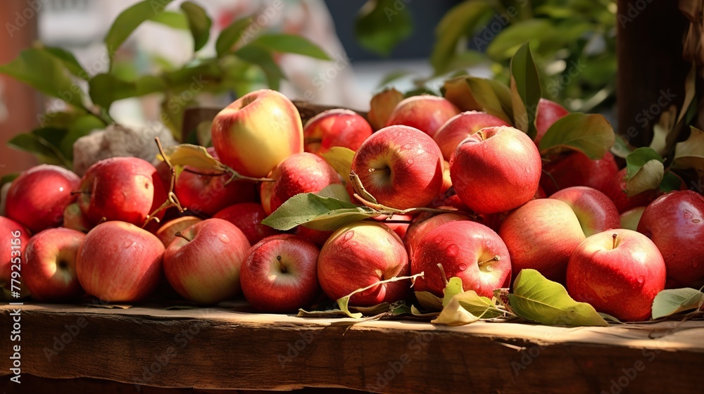 Sticker red apples in a basket high definition(hd) photographic creative image