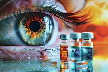 Demonstrative Illustration of Miotic Drugs' Effect on Pupil Constriction - obrazy, fototapety, plakaty