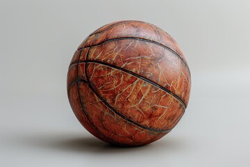 A textured, vintage basketball rendered with fine detail, giving a sense of nostalgia and aged quality